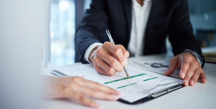 People go over paperwork.